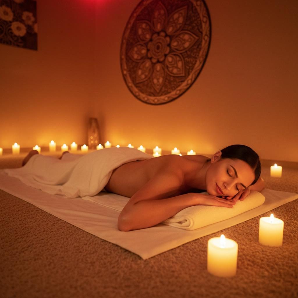 Achtsame Tao-Massage für Frauen in Hannover – tiefe Entspannung, energetischer Einklang und Stresslösung. Frau liegt ganz entspannt.