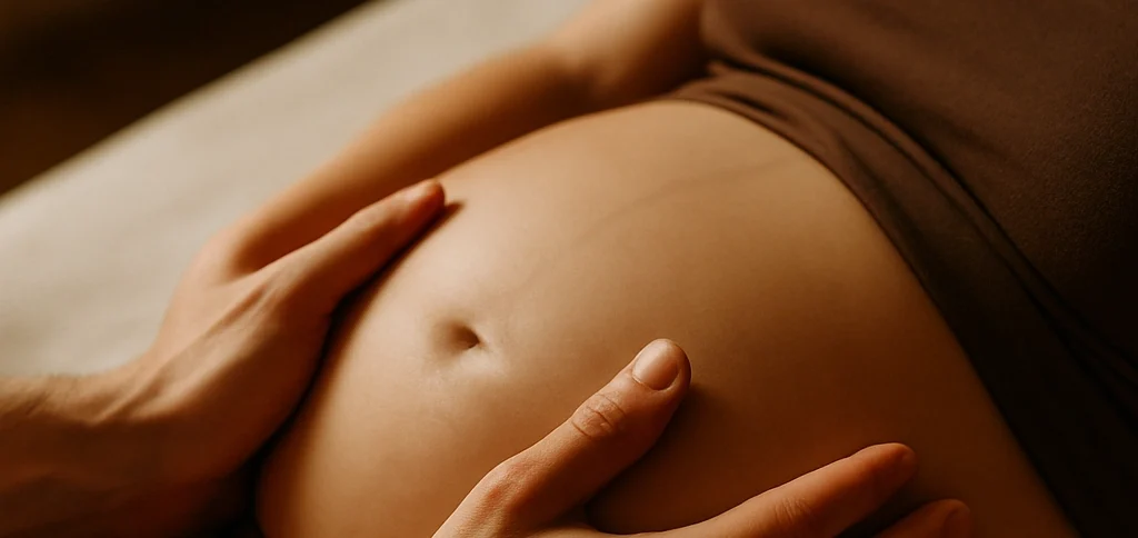 Sanfte Hände auf schwangerem Bauch – Schwangerschaftsmassage bei HannoverMassage Hannover